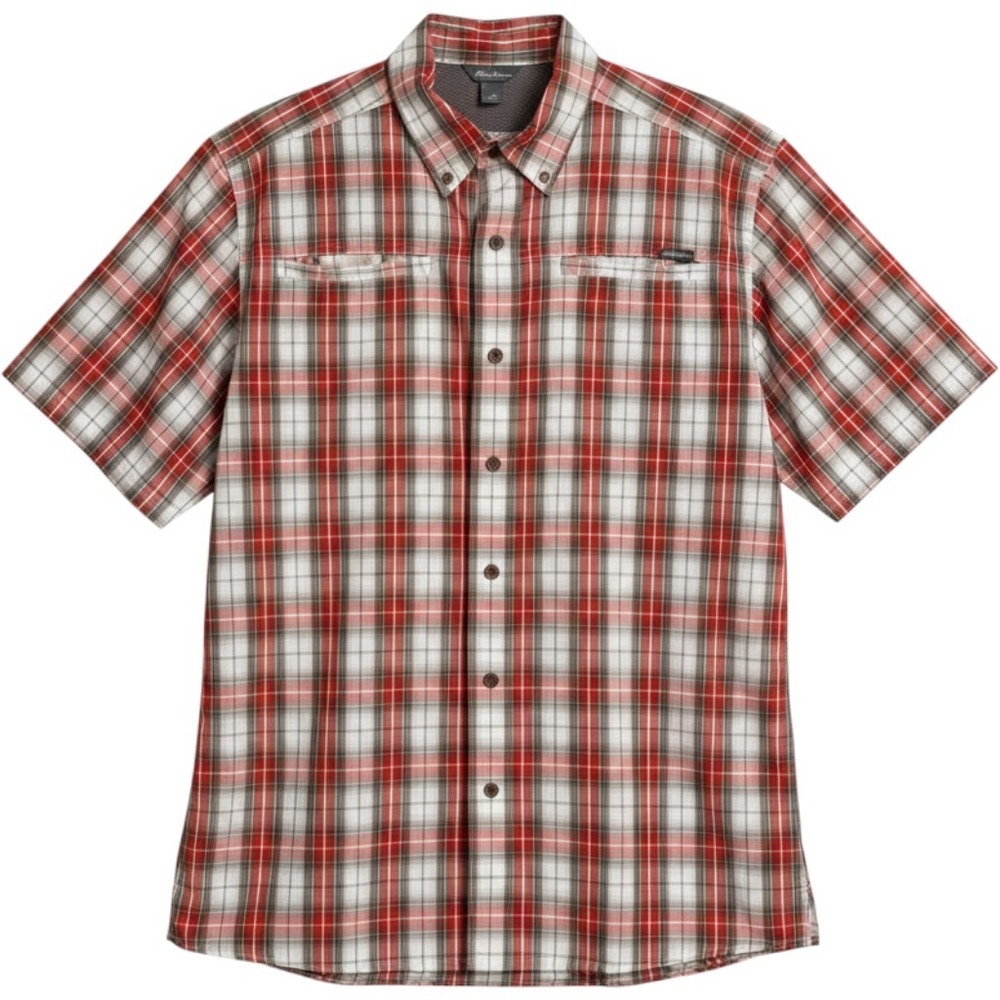 Eddie Bauer Button Down Shirt Mens M Red Plaid Gorpcore‎ Breathable Hiking